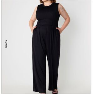 Cider Black Sleeveless Wide-Leg Jumpsuit